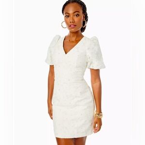Lilly Pulitzer citra elbow sleeve shift dress in resort white size 00 NWT
